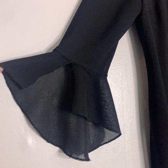 Vintage terra nostra black blouse knit cardigan bell sleeve large women’s - Picture 2 of 7